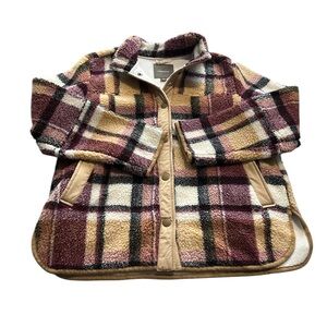 Maurices Women's Multicolor Plaid Long Sleeve Sherpa Jacket Size Medium
